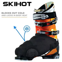 Skihot oubleスキーシューズカバー防水ウォームシューズカバーブラックスノーブーツカバー保護