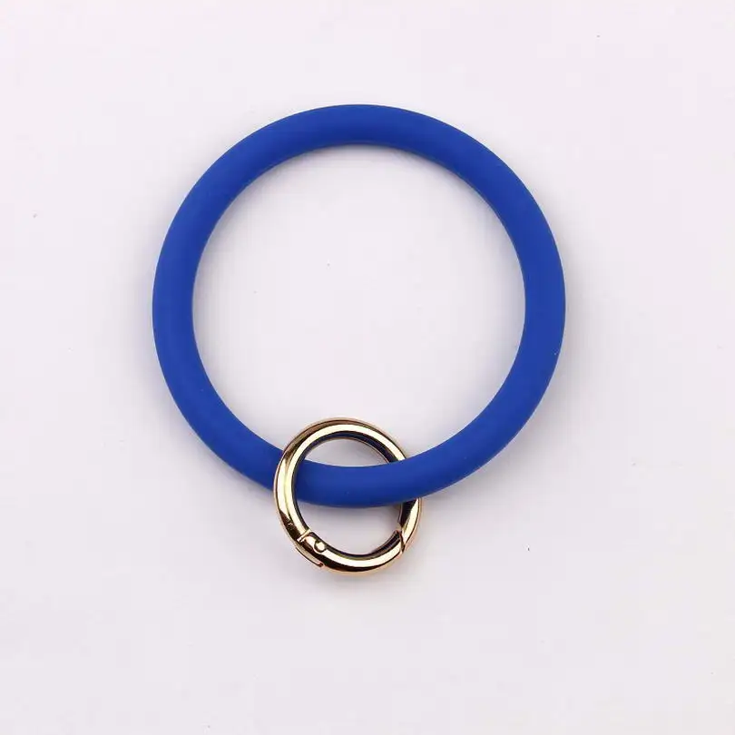 ZWPON Big O Silicone Loop Wrist Key Ring Keychain with Gold O Clasp Round Key Wrist Strap Accessories Wholesale