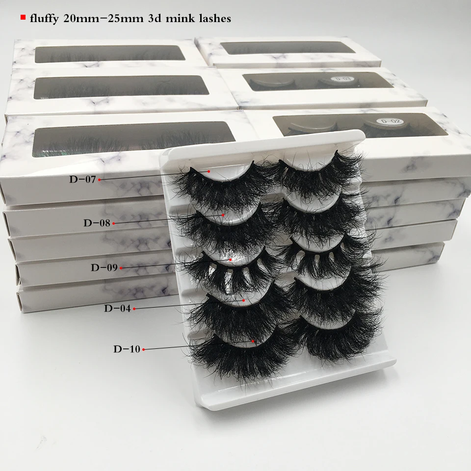 RED SIREN 10-50 Pairs Fluffy 25mm Mink Eyelashes Wholesale Mink Lashes With Box Thick Long Fake Eyelasehs Make Up Eyelash Bulk