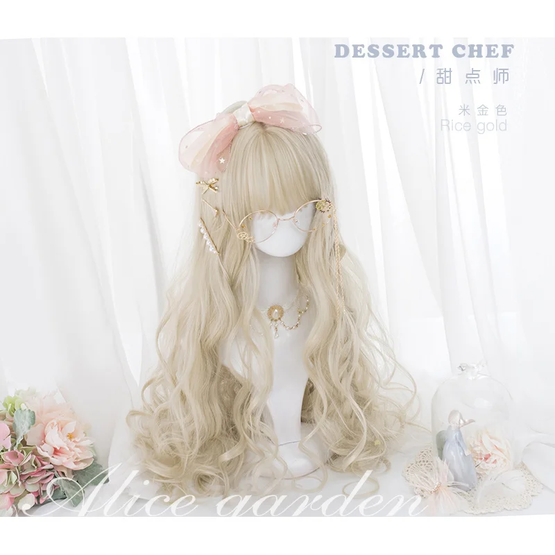 

Hoge Kwaliteit Harajuku Leuke Meisje Lolita "Dessert Chef" Golvend Krullend Lang Krullend Pruik Meisje