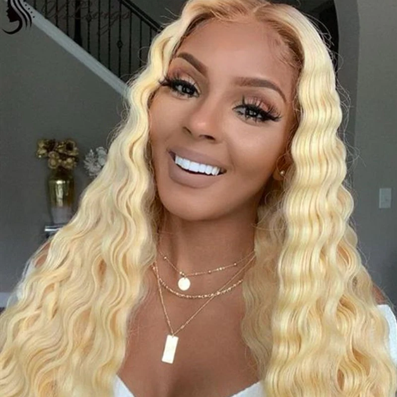 613 Blonde Lace Front Human Hair Wigs Brazilian Loose Deep Wave 150 Density 13x3 Lace Front Wig Remy Human Hair Wigs For Women