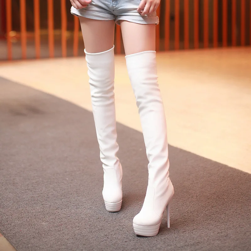 Women Boots PU Sexy Over The Knee Long Boots Sexy Thin High Heel Boots Platform Women Shoes Zapatos De Mujer Botas 2020 Newest