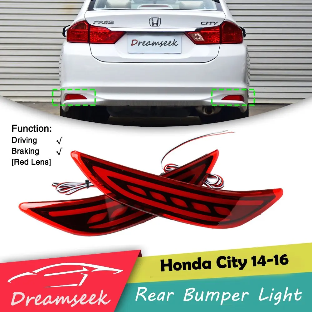 

Светодиодный задний фонарь заднего бампера для Honda City 2014 2015 2016, стоп-сигнал с динамическим последовательным указателем поворота, красные/дымчатые линзы