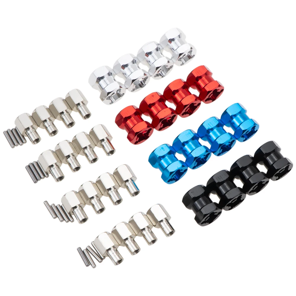 4pcs Aluminum 12mm Hex Wheel Hub Drive Adaptor 15/20/25mm Extension Combiner Coupler for 1/10 RC Crawler Axial SCX10 D90