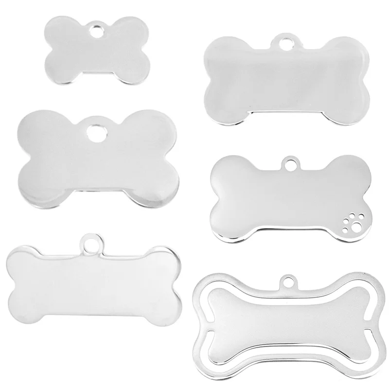 

50pcs Puppy pet tags small Dog bone collar Pendant Stainless steel both sides mirror polished high quality wholesale