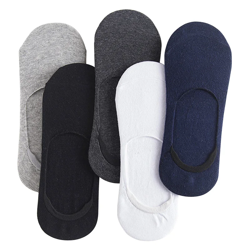 

5 пар мужских модных повседневных носков-лодочек, однотонные легкие нескользящие силиконовые носки до щиколотки на весну и лето