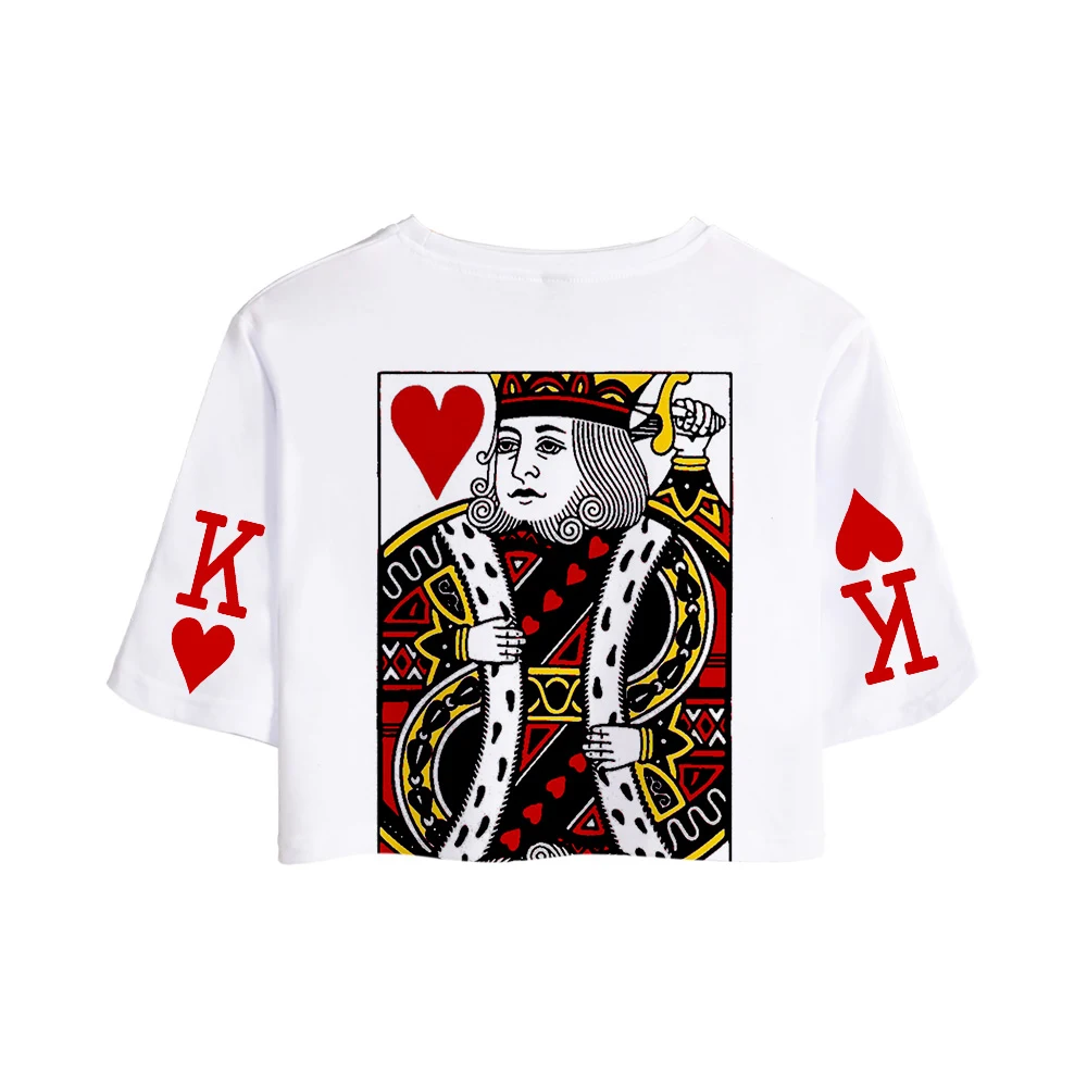 Mode Jqk Poker 3D Print Stijl 2021 Stijl Tweedelige Zomer Navelstreng Shirt Womens Fashion Casual Cool Boy/meisje Zomer Set