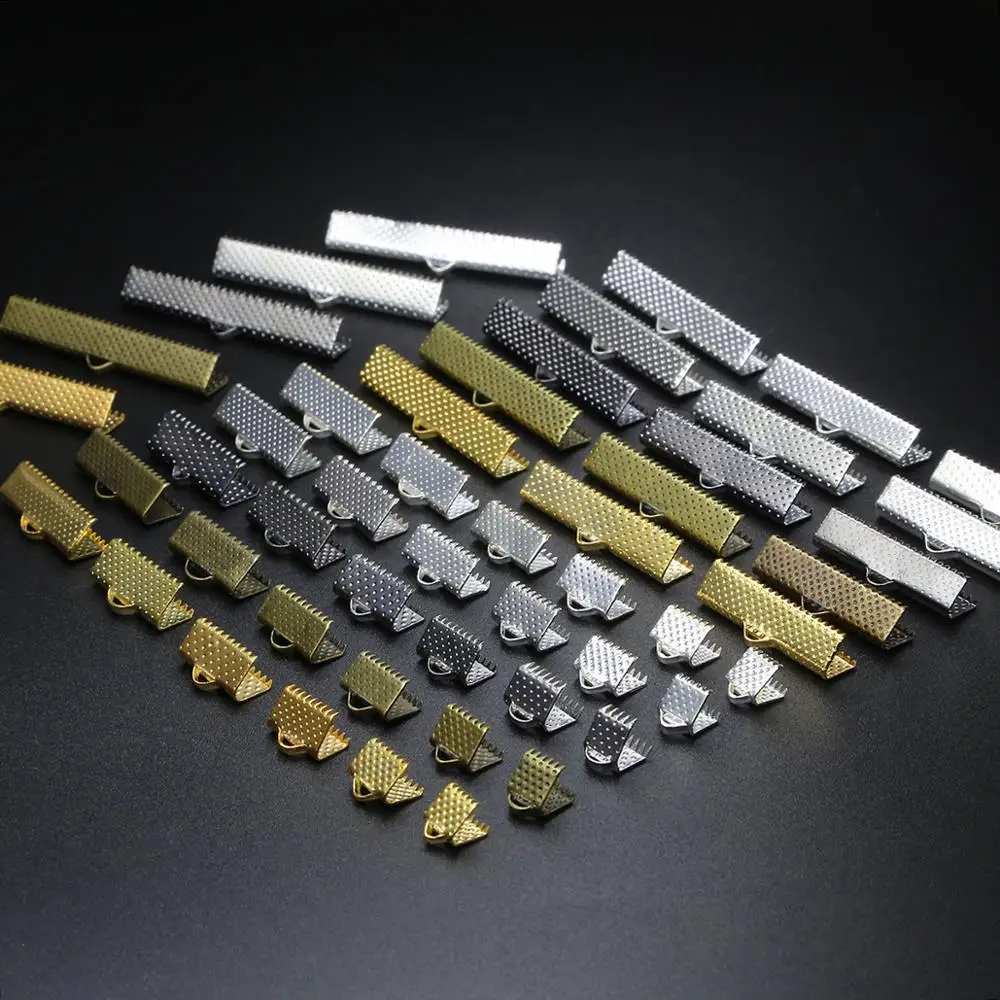 Crimps Beads Cove Clasps Hooks Cords End Fastener Caps Ribbon Leather Clip Foldover Connectors For Jewelry Making DIY Bracelet
