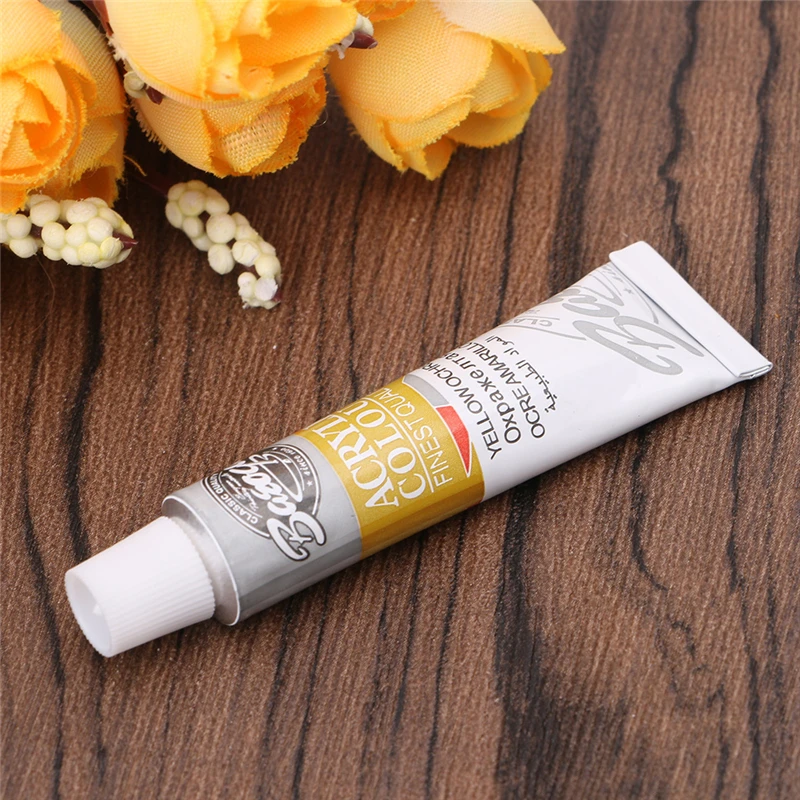 6 ml 12 Color Professional Acrylic Paints Set Hand Painted Wall Paint Tubes Artist Draw Painting Pigment Free Brush