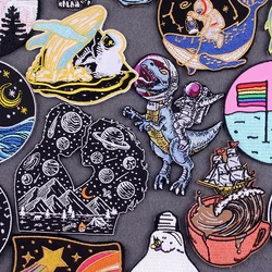 Astronaut Patches On Clothes DIY Space Things Clothing Thermo Adhesive Patches Embroidered Patch Wilderness Patches For Clothing