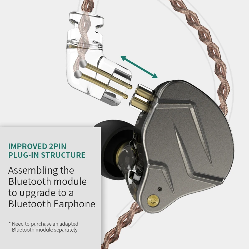 KZ ZSN Pro หูฟัง1DD + 1BA Hybrid In Ear หูฟัง HIFI เบสโลหะปลั๊กอุดหูการเคลื่อนไหวลดเสียงรบกวนชุดหูฟัง