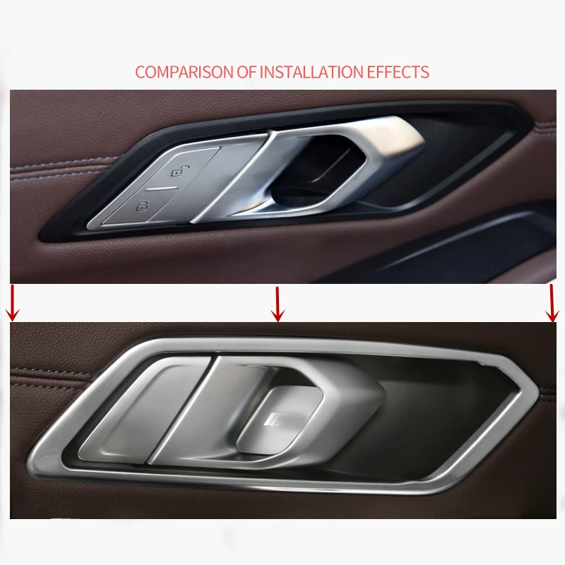 Car Accessories For BMW 2 3 Series G20 2020 2021 M Sport Metal Carbon Fiber Silver Interior Door Handle Trim