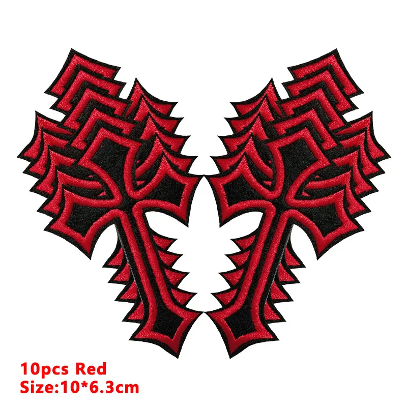 10pcs/lot Jesus Cross Patch Iron On Patches For Clothing Thermoadhesive Patches On Clothes Embroidery/Fusible Patch Sew Stripes