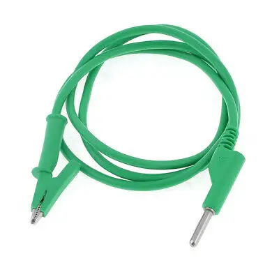 Green PVC Banana Connector to Alligator Test Probe Lead Clamp 1M