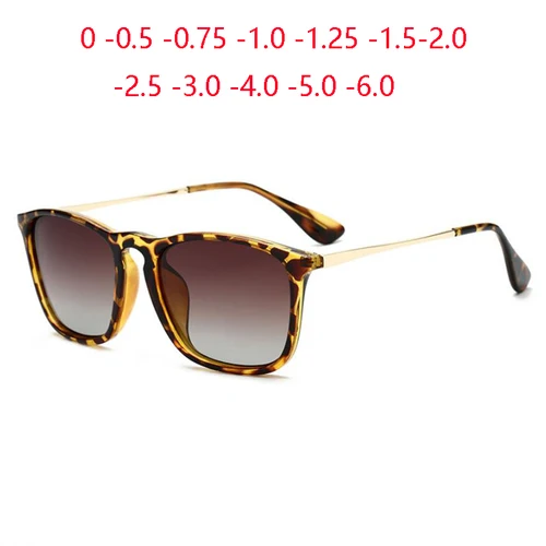 Imagen 1 del producto Gafas de sol con montura de leopardo para hombre y mujer, lentes de té ovaladas graduadas, polarizadas, Anti-UV, lentes para conducir de 0-0,5-0,75 a-6,0