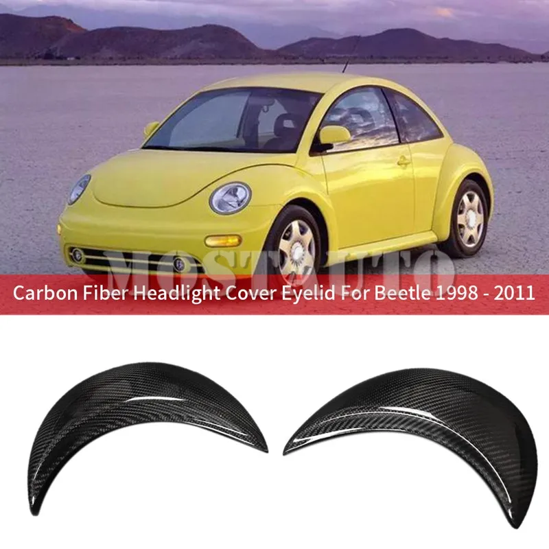

For Volkswagen VW Beetle Real Carbon Fiber Exterior Headlight Cover Eyelid Eyebrow Trim 1998-2011 Car Accessories