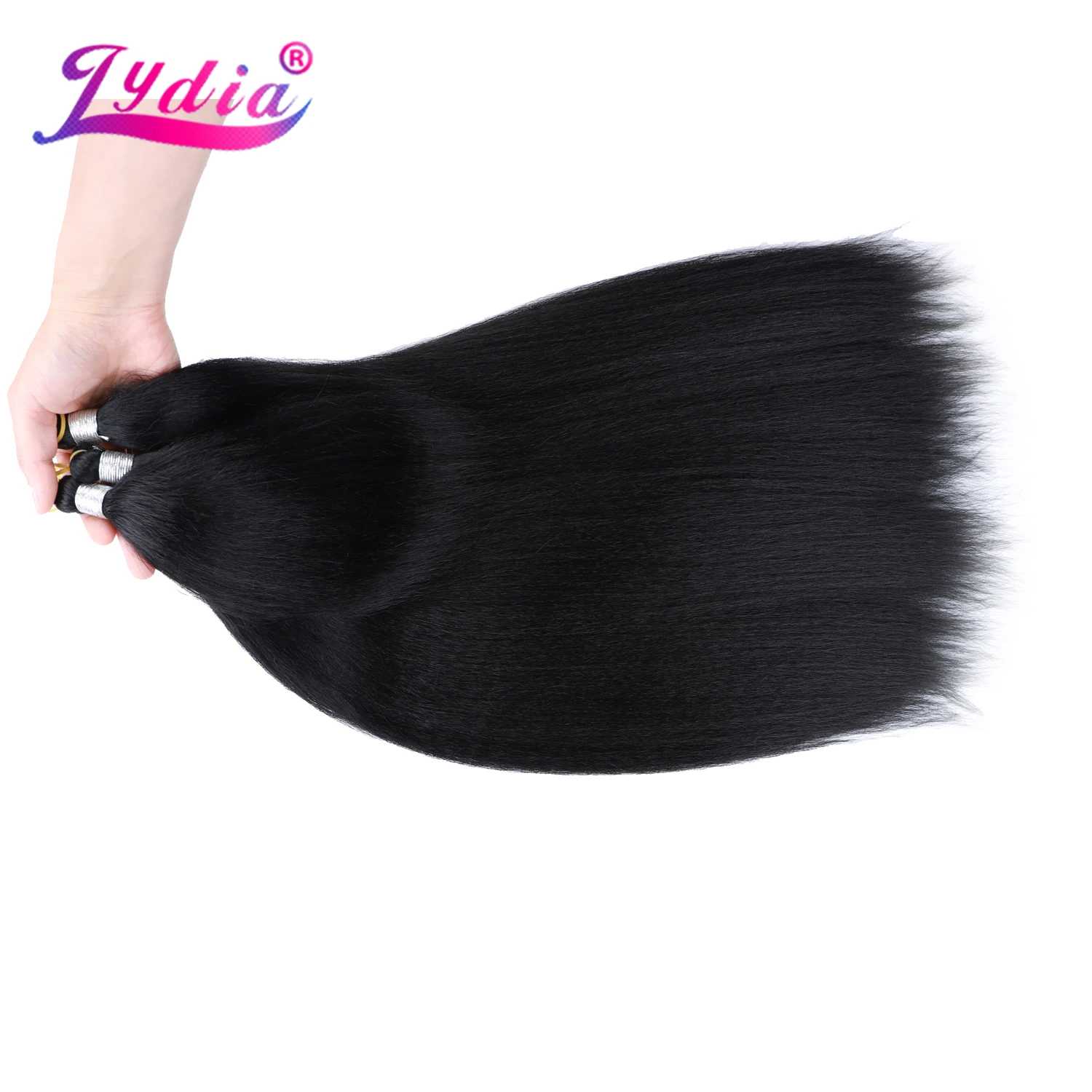 Lydia Kinky-extensiones de cabello sintético para mujer, mechones lisos de ganchillo libre, 3 piezas, Kanekalon a granel, Jumbo trenzado, Afro, 12-42 pulgadas, negro