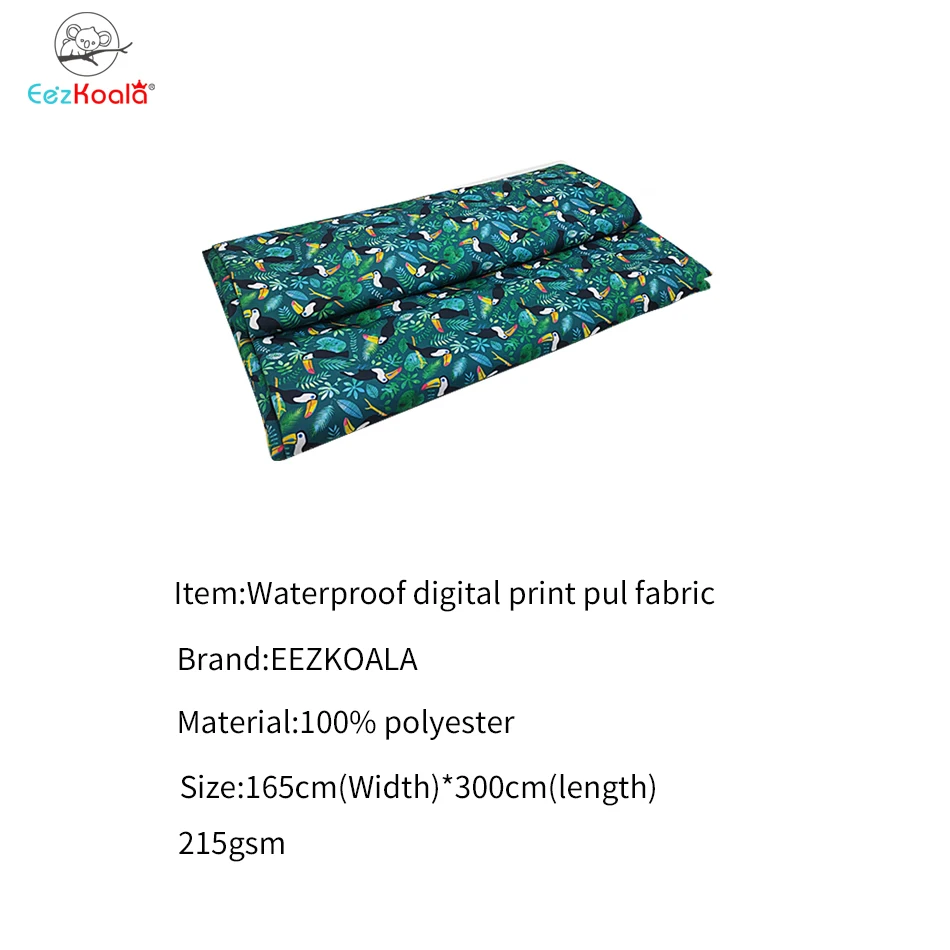 Eezkoala 1M Digital Print PUL Fabric for Cloth Diaper Material Breathable TPU Fabric DIY Baby Nappies Wet Bags Waterproof Fabric