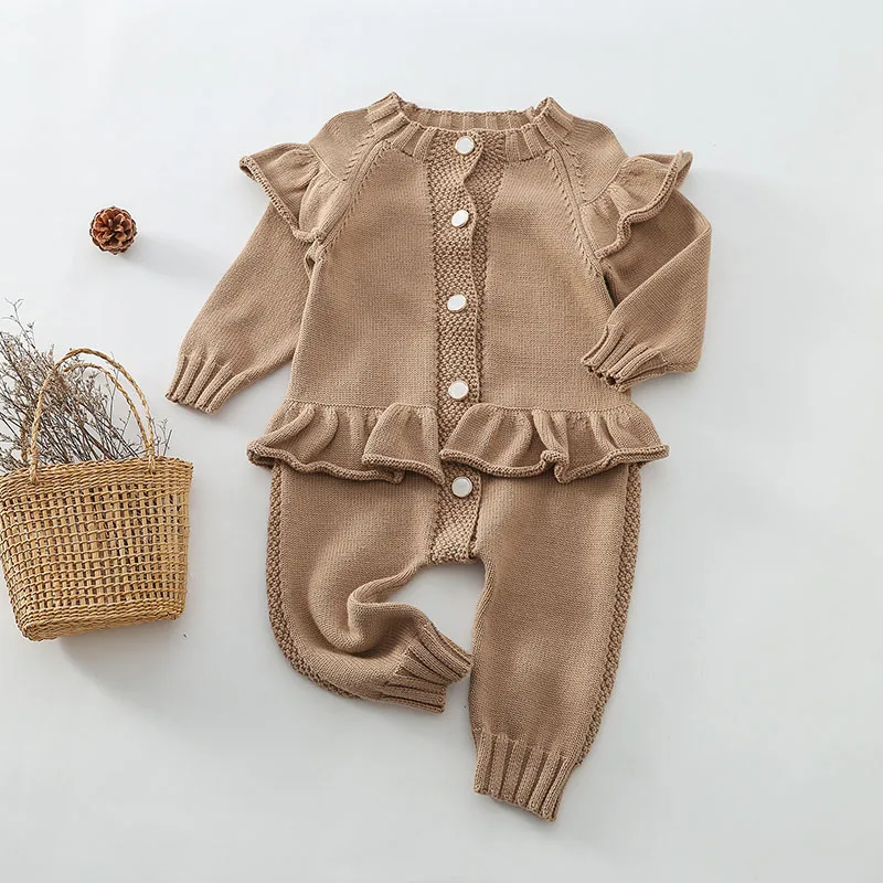 MILANCEL Spring New Baby Clothes Knitting Romper Lace Jumpsuit Girls Outfits Korean Newborn Overalls Baby Girls Clothes