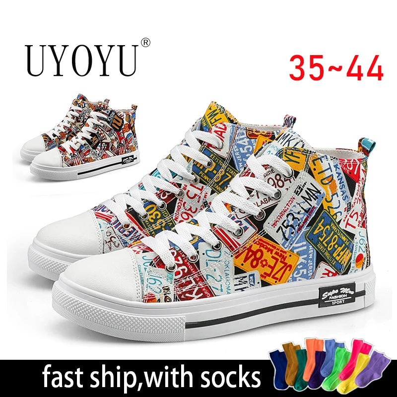 High Top Men\'s 2023 Printed Black Canvas Shoes Sll Vulcanize Shoes Women Stars Casual Skateboarding Shoes Classic Brand Sneakers