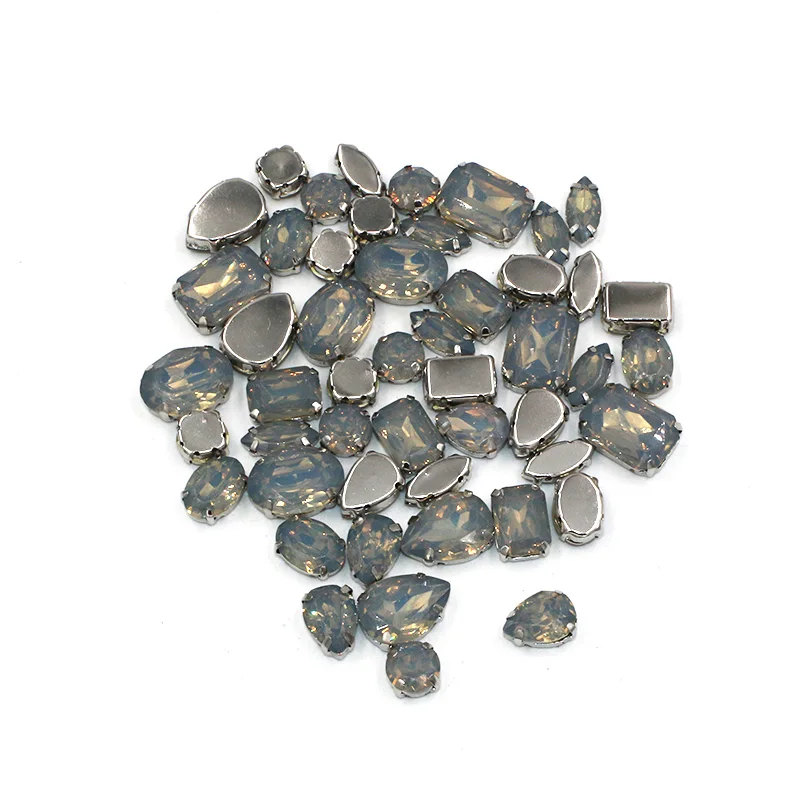 Free shipping 50pcs / bag mixed shape resin Gray rhinestones faltback sew on rhinestone clothing earrings necklace accessories