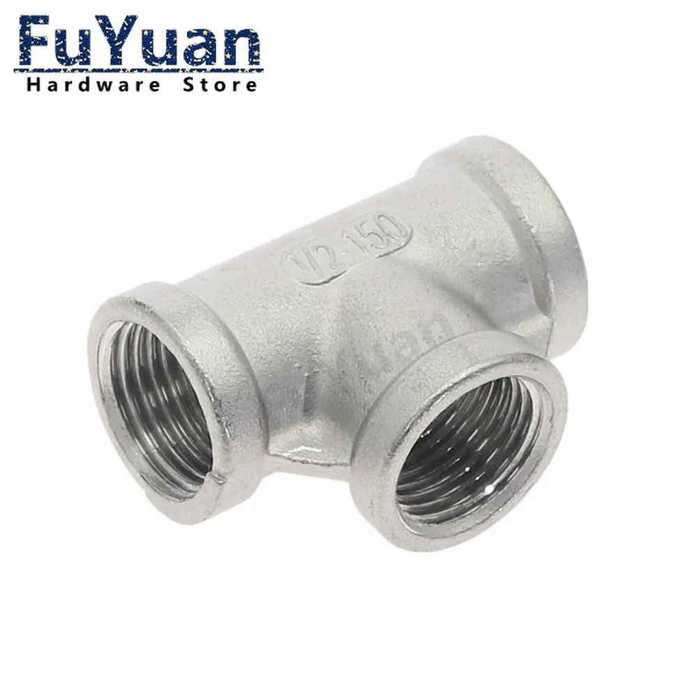 1pcs SS 304 Stainless Steel Female Threaded 3 Way Tee T Pipe Fitting 1/8