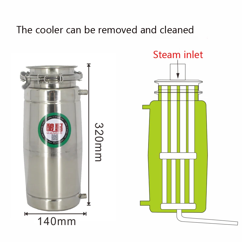 جهاز تقطير المياه من الفولاذ المقاوم للصدأ ، سعة 30 لترًا ، معدات تخمير الكحول والنبيذ ، الفودكا ، غلاية تقطير الكحول