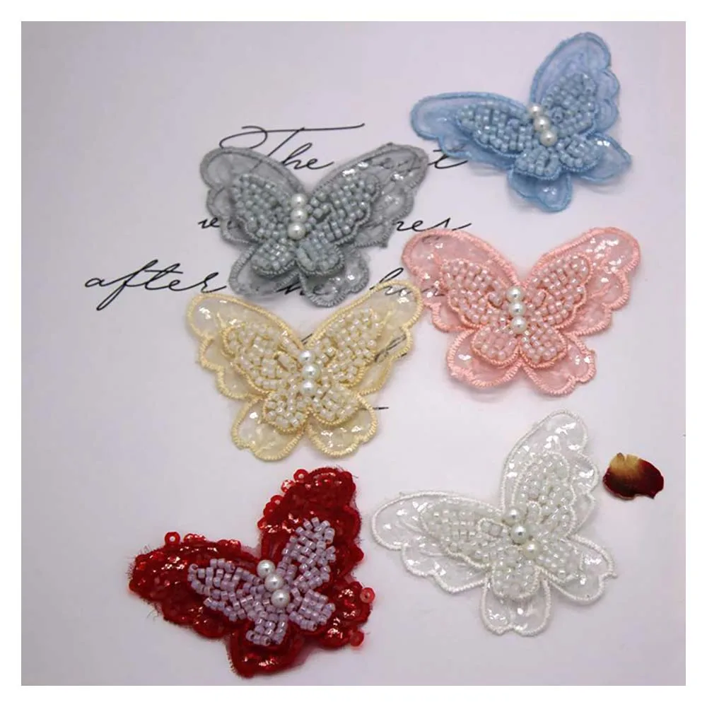 

15PCS Butterfly Patches Sequins Beads Organza Embroidery Appliques Cloth Stickers Clothing Dress Sweater Brooch Decoration M79F4