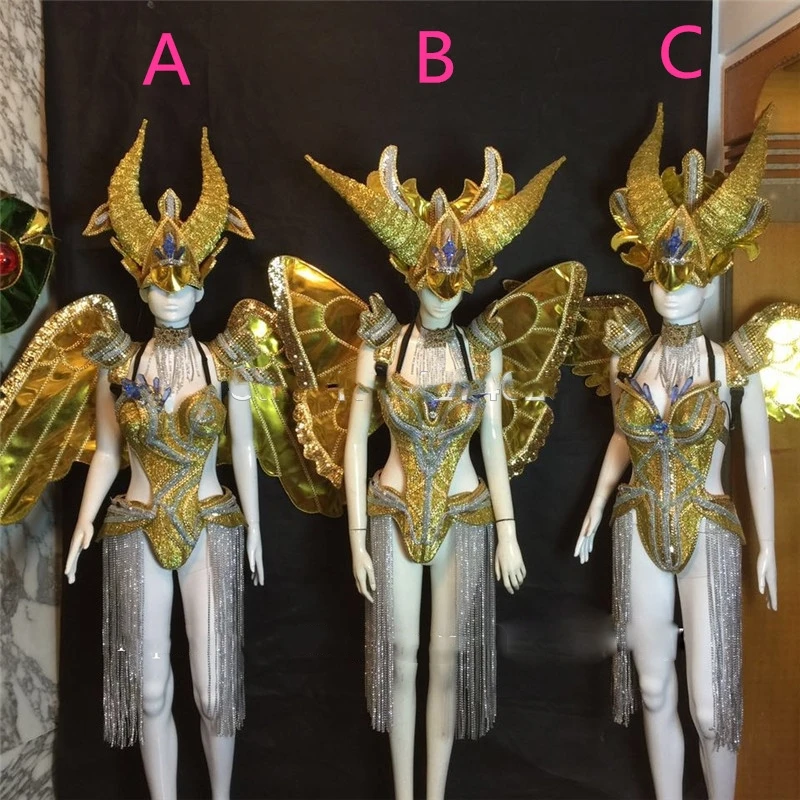 Luxury golden butterfly fairy angel costume Halloween cosplay Nightclub party event stage performance wear