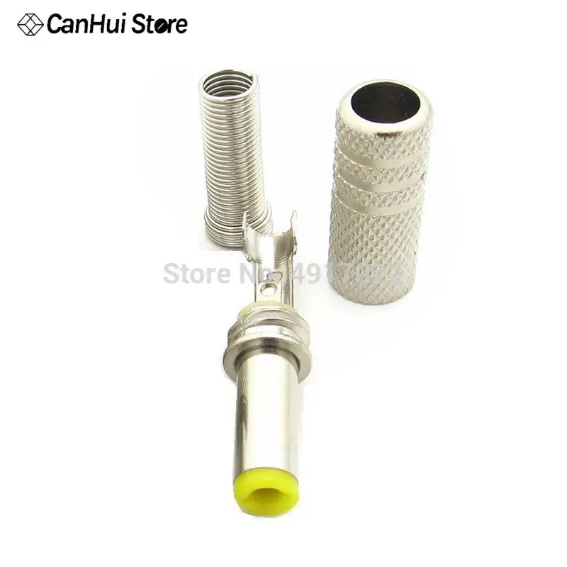5Pcs 5.5x2.5mm DC Power Jack Male Plug Metal Connector Adapter With Yellow Head 5.5*2.5 mm 12V DC Monitoring Power Supply Wiring