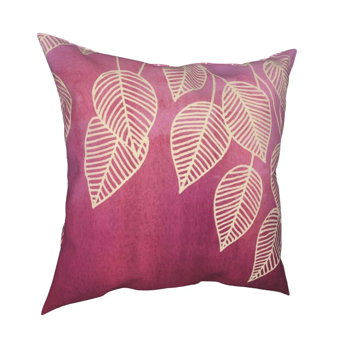 Magenta Garden Watercolor Ink Leaves Square Pillowcase Polyester Printed Decor Sofa Cushion Case 18