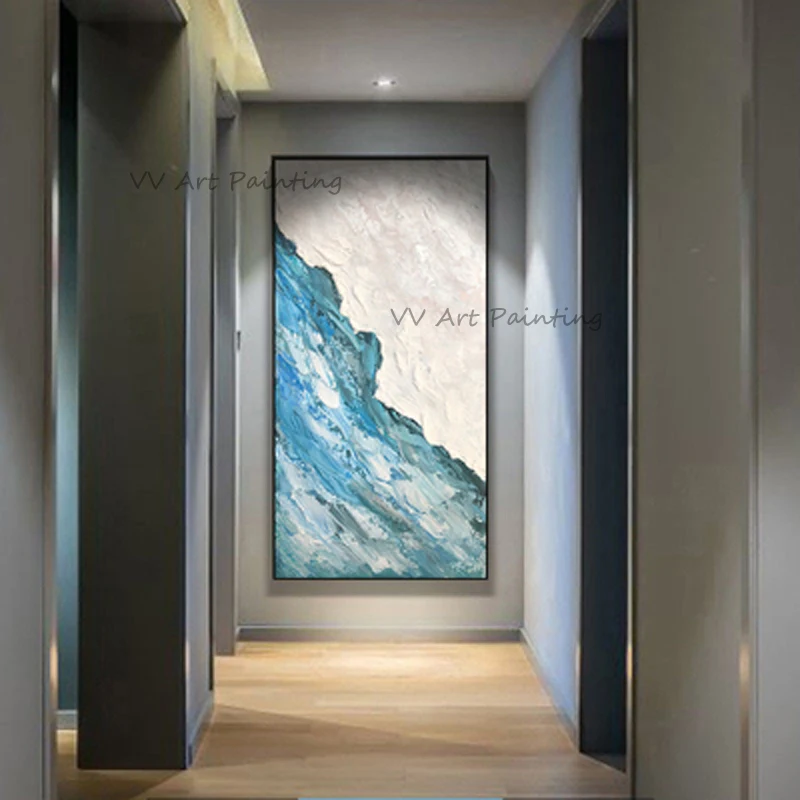 

The Color Oil Painting Handmade Seascape Canvas Paintings on Canvas Sea Waves Painting Shadow Blue Arts Painting Frameless Graph