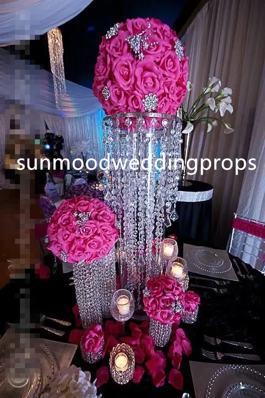 factory direct supply acrylic bead chandelier flower stand pillar wedding walkways/table centerpiece free shipping fee