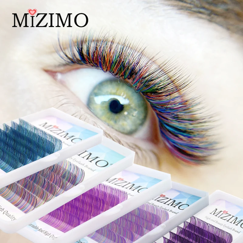MIZIMO neue farbe pfropfen wimpern weiß orange farbe gradienten wimpern personalisierte wimpern verlängerung werkzeug