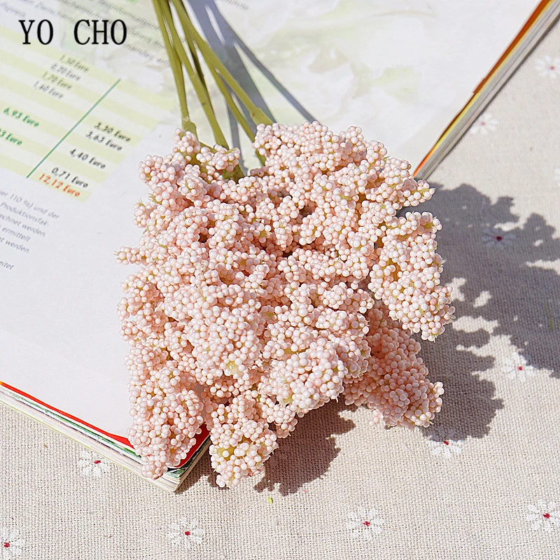 YO CHO Foam Vanilla Spike Artificial Flower DIY Bridal Bouquet Purple Handmade Grain Spike Flower Arrangement Wedding Supplies