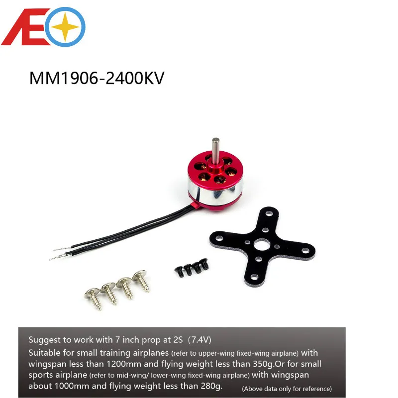 

AEORC Brushless Motor ADH300S 1906 2400KV 3.0mm Shaft Brushless Outrunner Motor for RC Aircraft Plane Airplane Multi-copter