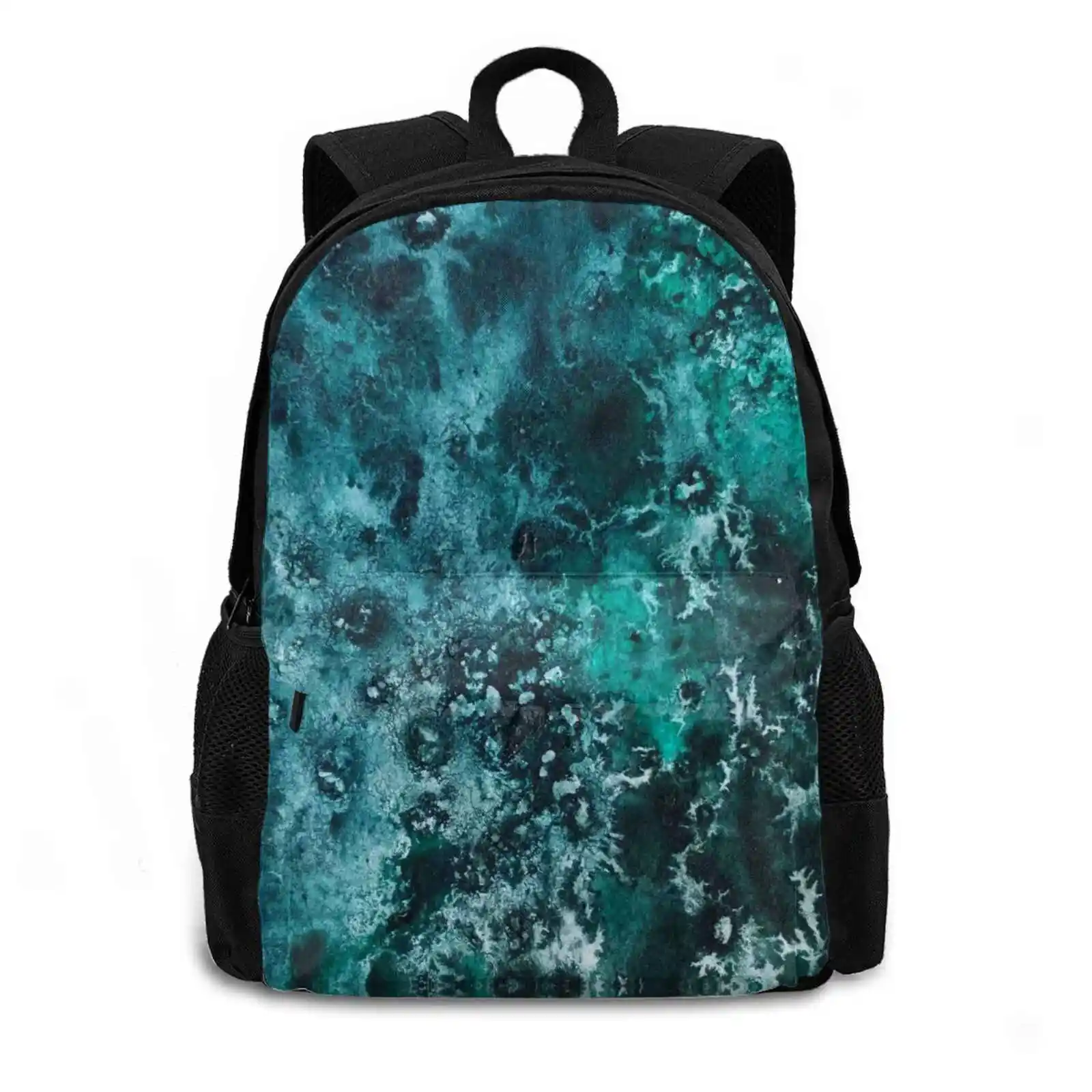 Abstract 21 Hot Sale Schoolbag Backpack Fashion Bags Janinwise Janin Wise Abstract Blue Black Green Water Ocean Sea Summer Tide