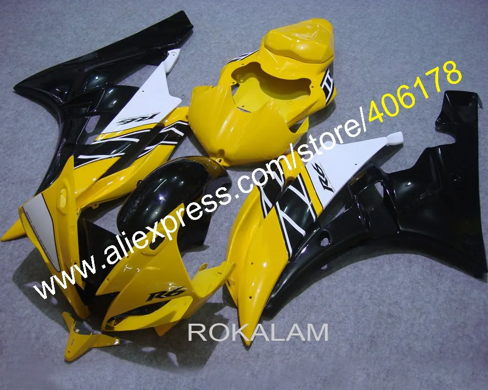 

YZF600 YZFR6 обтекатель для Yamaha YZF R6 06 07 2006 2007 желтый черный мотоциклетный Комплект запчастей (литьё под давлением)