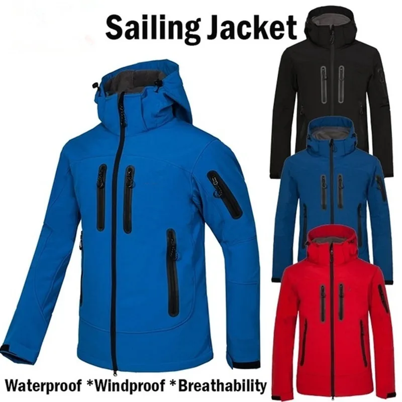 

Skiing Windbreaker Mens Jackets Waterproof Hoodie Rain Jacket Outdoor Mountain Hiking Softshell Jackets Camping Windproof Coats