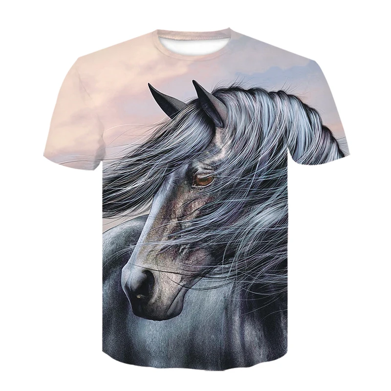 

Kids t shirt for Boys Animal horse t-shirt Cute T-shirt Teenager Casual Tops 2021 Children's Clothing O-Neck Short-sleeved