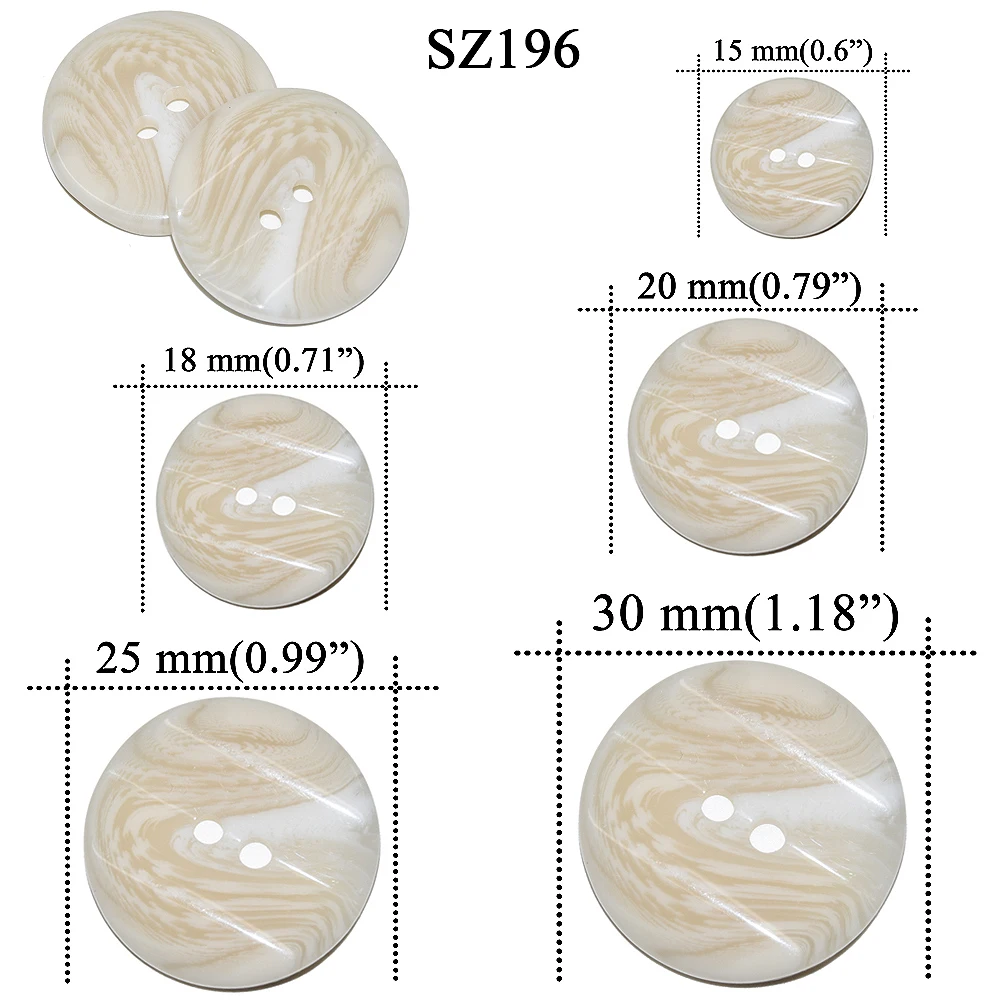 Resin Decorative Buttons for Shirt Coats and Garments, Uneven Stylar, Grain Suit, Handmade, 2 Holes, 15mm-30mm, 10PCs, 30PCs