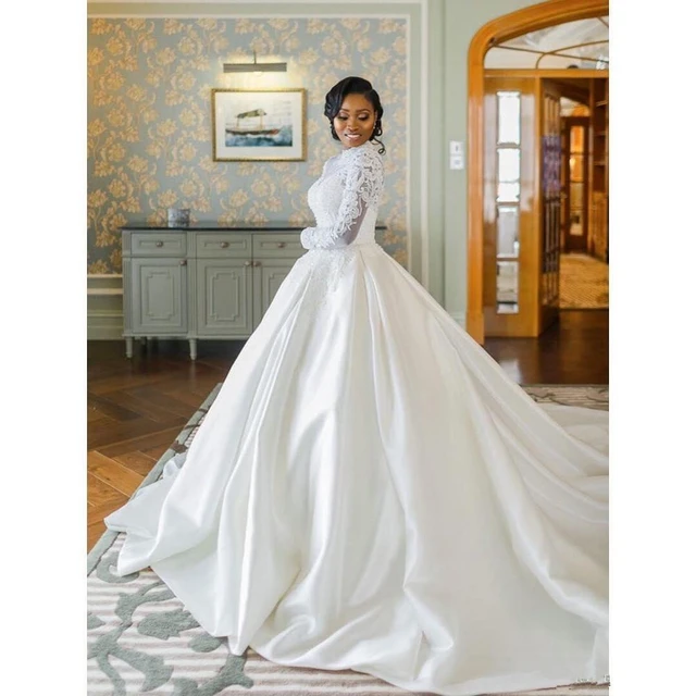 High neck princess wedding dress best sale