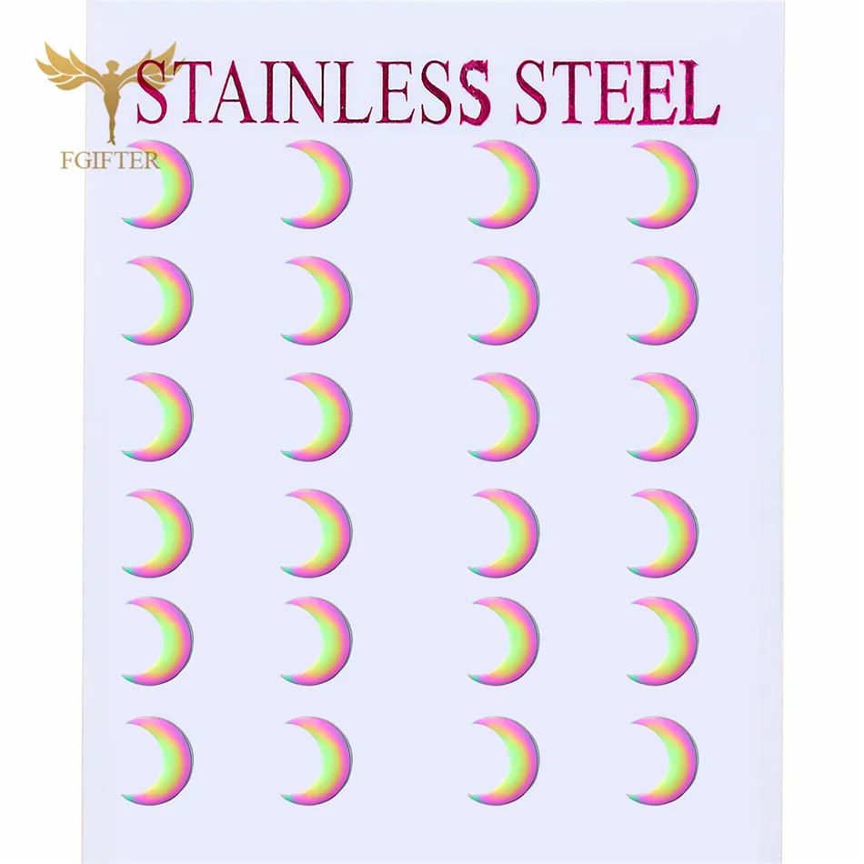 32Styles Color Earrings For Women Moon Heart Crown Snowflake Stud Earrings Romantic Stainless Steel Jewelry Cheap Wholesale 12pc