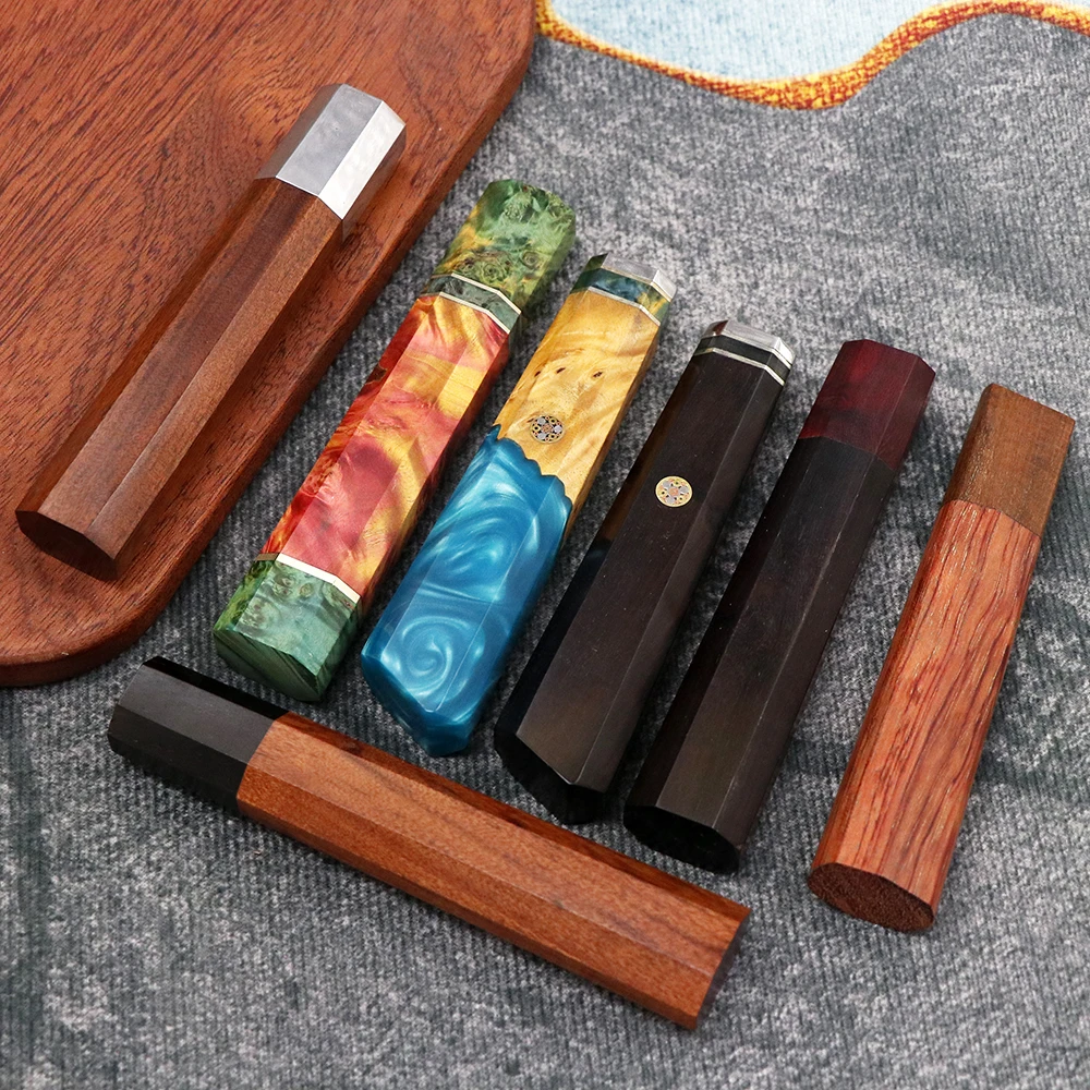 DIY Kitchen Environmentally FriendlyNatural Resin Yellow Ebony White Shadow Wood Details Accessories Octagonal Handle EDC Tools