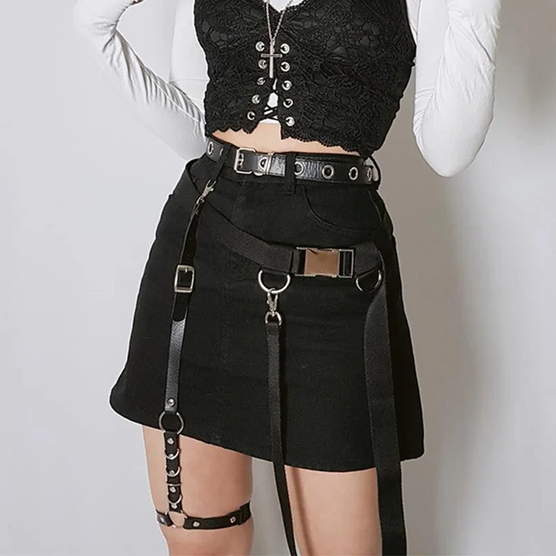 Sexy Lederen Been Harnas Dij Riemen Riem Voor Vrouwen Goth Elastische Been Ring Bondage Harnas Punk Body Kousen Garter Jarretel