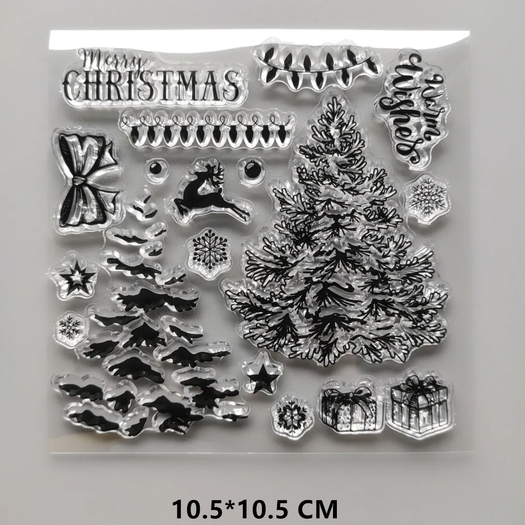 2021 Christmas Snowflake Clear Stamps DIY Scrapbooking Craft Supplies Silicon Seal Card Photo Album Santa Claus ink pad Stamping