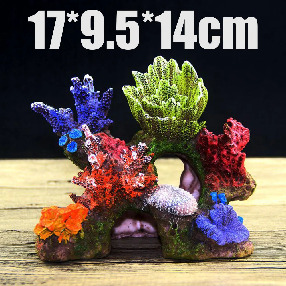 Resin Coral Plant Shell Reef Mountain Aquarium Ornament Fish Tank Cave Decor