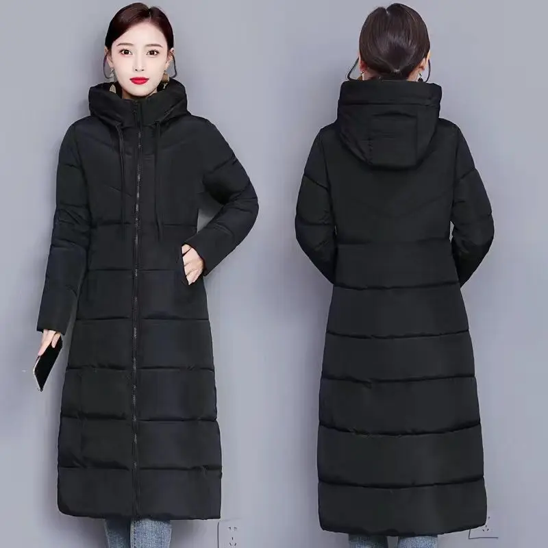 Gepolsterte Jacke lange Mode Winter Jacke Frauen Dicke Daunen Parkas weibliche Dünne Winter Warme Mit Kapuze Mantel Für Frauen