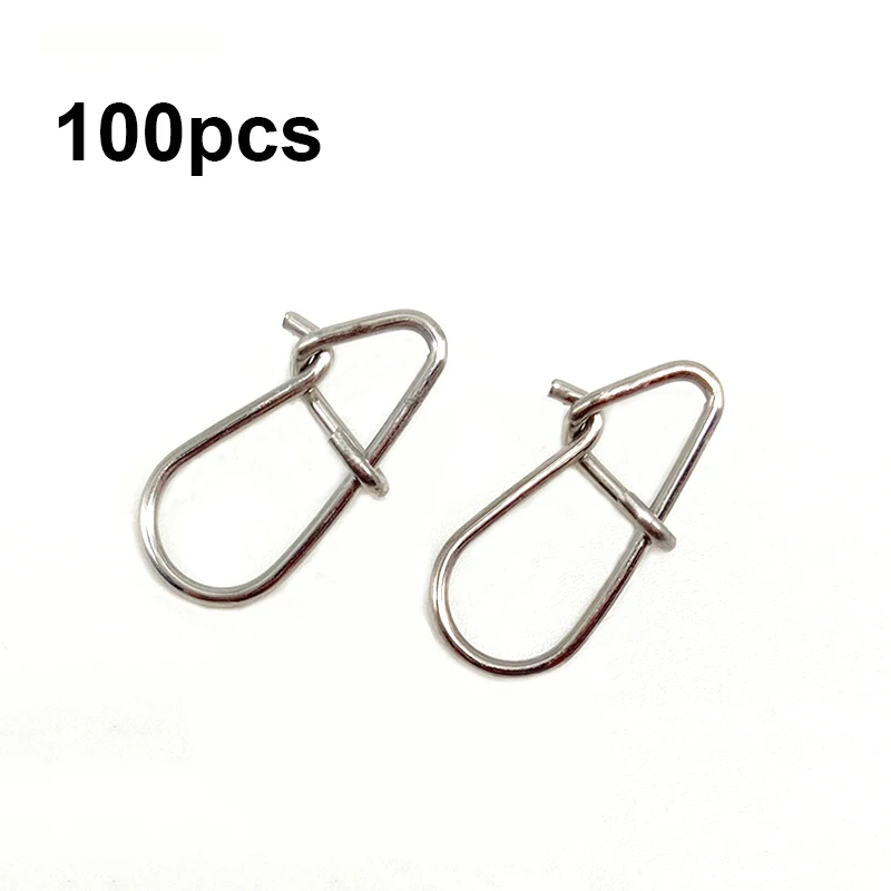 100pcs Stainless Steel Hook Fast Clips Lock Snaps Swivel Fishing Snap Pin Fastlock Gourd Clip Hooks Connector Accessories Tackle