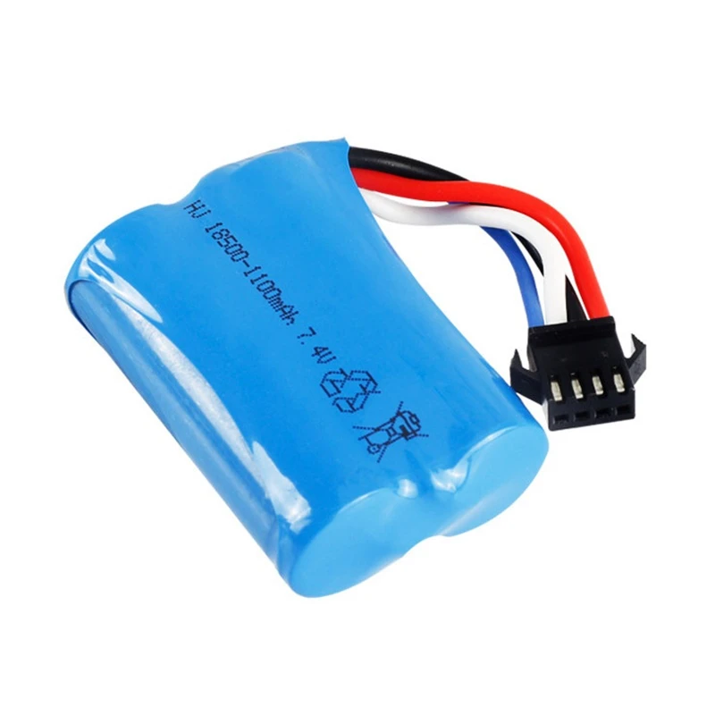 7.4V 1100mAh 18500 Li-ion battery+Charger for UDI R/C UDI001 UDI901 HQ747 huanqi 960 Venom Speed Boat 7.4v Replacement battery